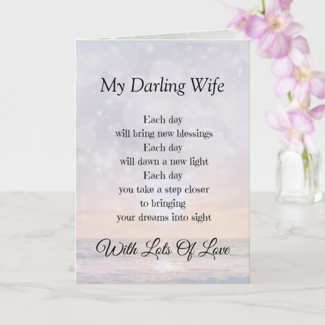 My Darling Wife Encouragement Poem Greeting Card (Orchid)
