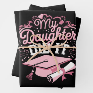 My Daughter Did It Graduate Pink Graduation Family Wrapping Paper Sheet