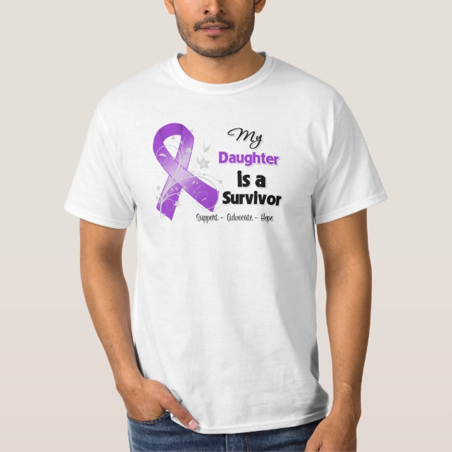 My Daughter is a Survivor Purple Ribbon T-Shirt (Front)