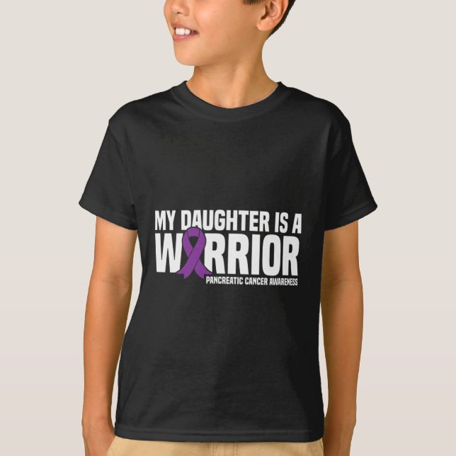 My Daughter is a Warrior Pancreatic Cancer Awarene T-Shirt (Front)
