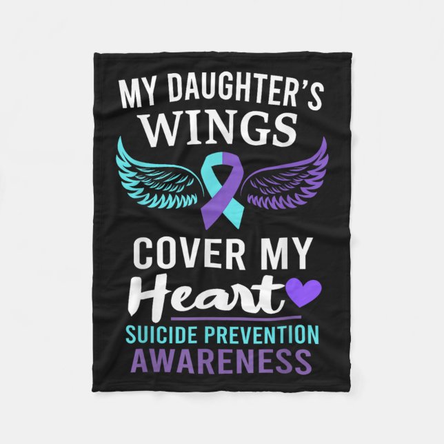 My Daughter's Wings Cover Heart Suicide Awareness  Fleece Blanket (Front)
