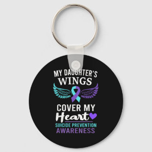 My Daughter's Wings Cover Heart Suicide Awareness  Key Ring