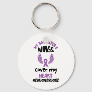 My Daughter's Wings Purple Ribbon Overdose Awarene Key Ring
