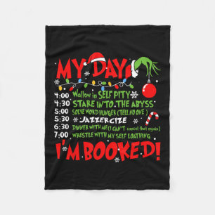 My Day I'm Booked Santa Christmas Xmas Snow Pajama Fleece Blanket