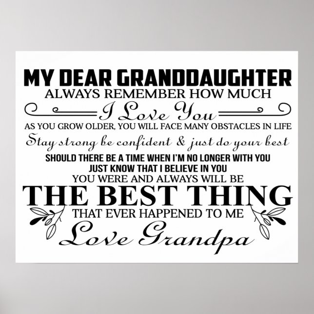 My Dear Granddaughter Poster (Front)