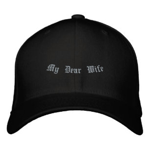 My Dear Wife Front- My Love Back side Print Black Embroidered Hat