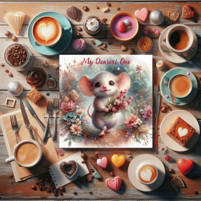 My Dearest One Cute Mouse Christian Valentine  Holiday Card (Creator Uploaded)