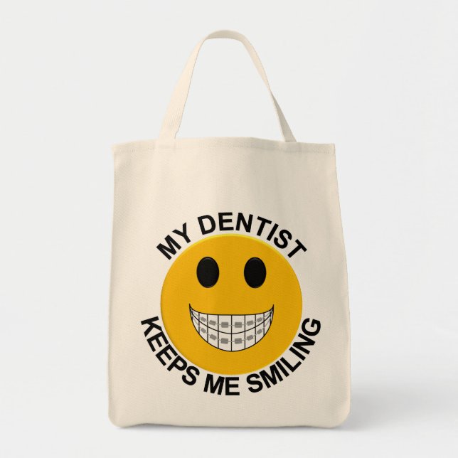 My Dentist Keeps Me Smiling Braces - Tote Bag (Front)