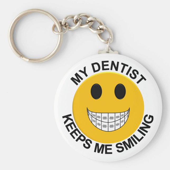 My Dentist Keeps Me Smiling - Face Keychain (Front)