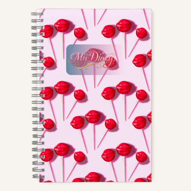 My Diary Cute Lollipop Pattern Pink Journal Notebo (Front)