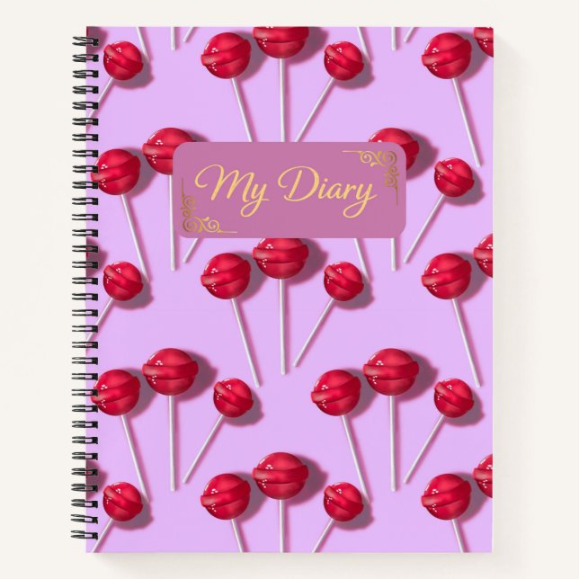My Diary Cute Lollipop Pattern Pink Journal Notebo (Front)
