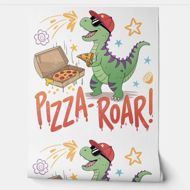 my dinasour eat pizza for food lover wallpaper (Unrolling)