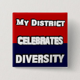 My District Celebrates Diversity Red & Blue Square 15 Cm Square Badge