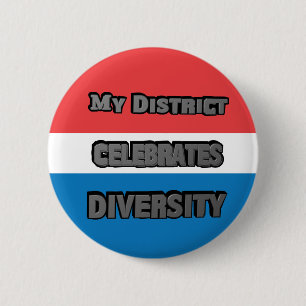 My District Celebrates Diversity Red White Blue 6 Cm Round Badge