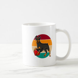 My Doberman Is My Valentine Heart Retro Sunset Dog Coffee Mug