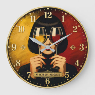  My Doctor Says I Need Glasses Wine Lover Large Clock