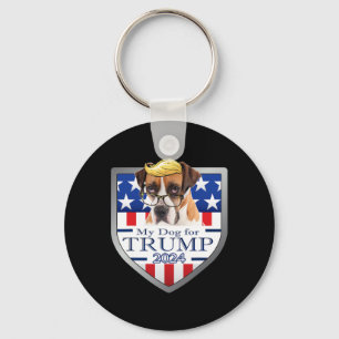 My Dog For Trump Boxer W Gles Men Women  Key Ring