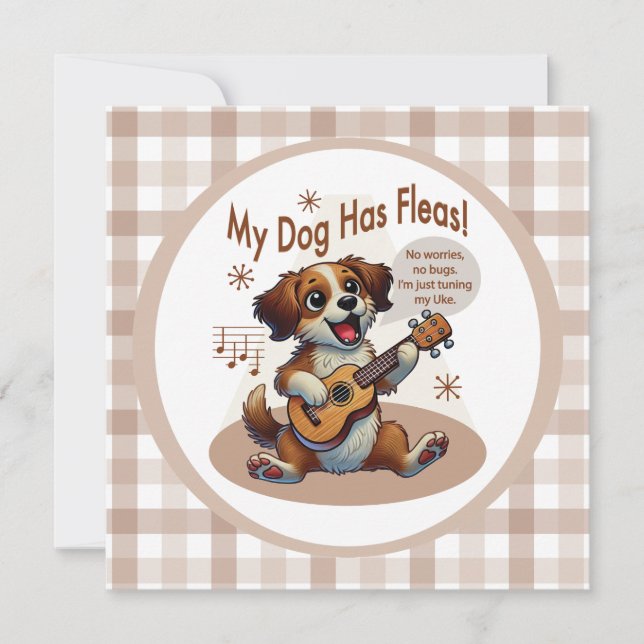 My Dog Has Fleas Ukulele Tuning Song Invitation (Front)