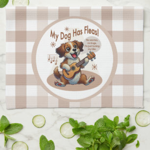 My Dog Has Fleas Ukulele Tuning Song Tea Towel
