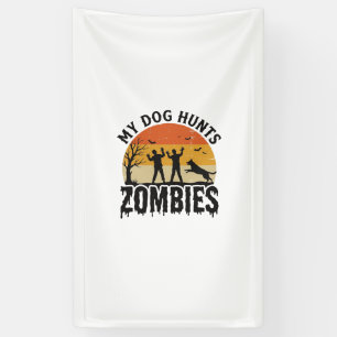 My Dog Hunts Zombies Vintage Halloween Dog Art_1 Banner