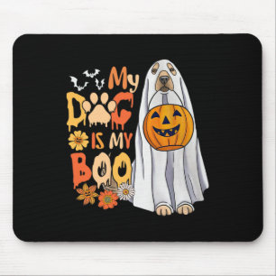 My Dog Is Boo Halloween Cute Dog With Pumpkin Fall Mouse Mat