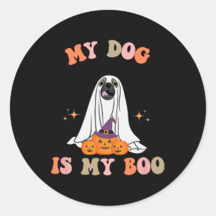 My Dog Is My Boo Cute Boho Halloween Classic Round Sticker