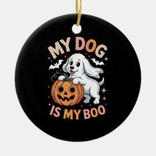My Dog is My Boo Funny Halloween Ceramic Tree Decoration