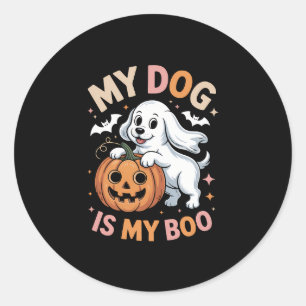 My Dog is My Boo Funny Halloween Classic Round Sticker