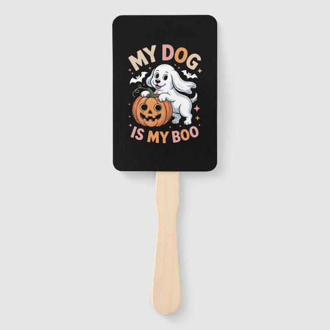 My Dog is My Boo Funny Halloween Hand Fan (Front)