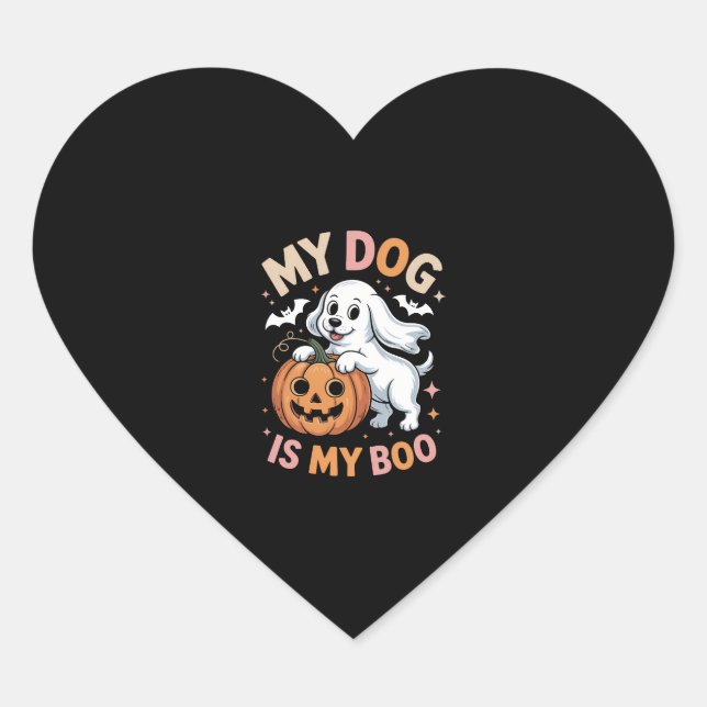 My Dog is My Boo Funny Halloween Heart Sticker (Front)
