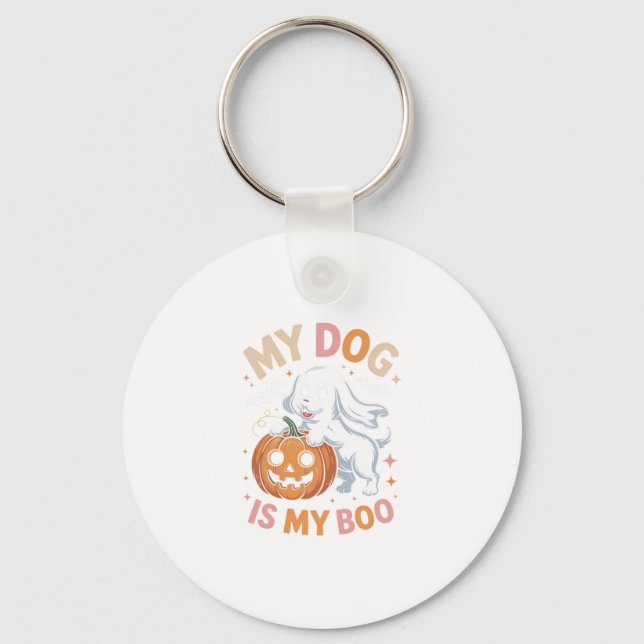 My Dog is My Boo Funny Halloween Key Ring (Front)