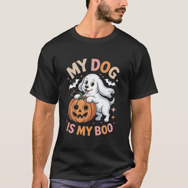 My Dog is My Boo Funny Halloween T-Shirt (Front)