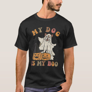 My Dog is My Boo Ghost Dog Funny Halloween Retro D T-Shirt