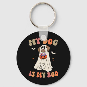 My Dog Is My Boo Ghost Spooky Halloween Dog Lover Key Ring