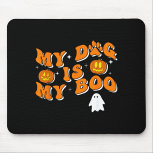 My Dog Is My Boo Groovy Ghost Dog Halloween Funny Mouse Mat