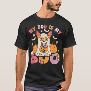 My Dog Is My Boo Groovy Vintage Corgi Halloween T-Shirt