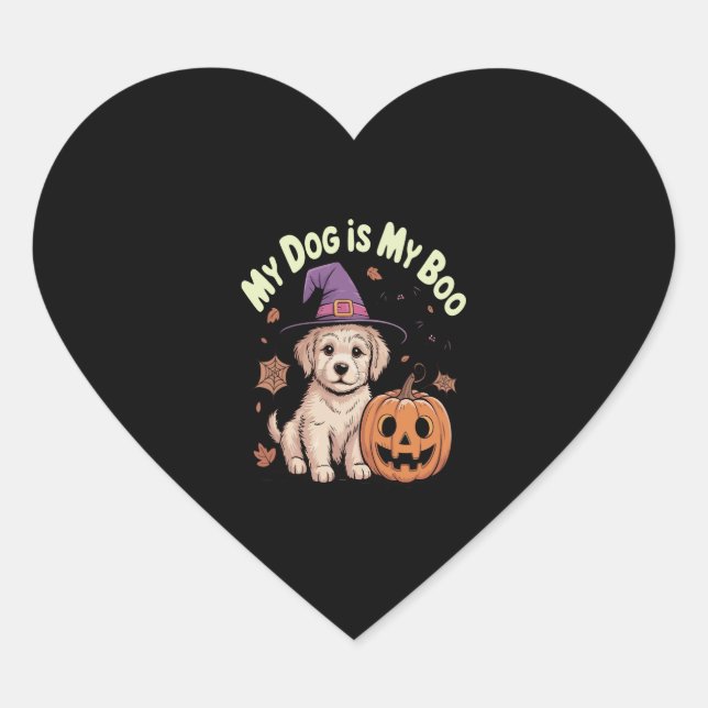 My Dog is My Boo Halloween Heart Sticker (Front)