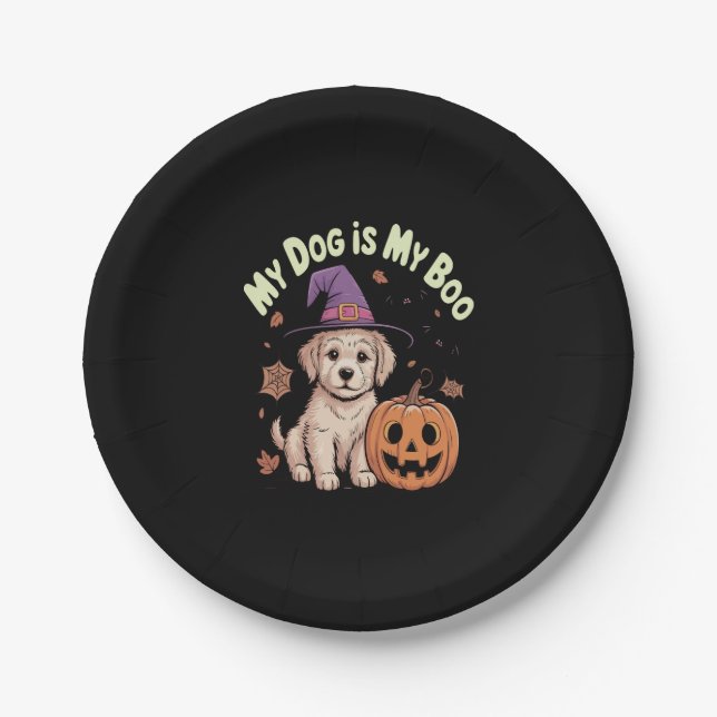 My Dog is My Boo Halloween Paper Plate (Front)