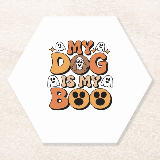 My Dog Is My Boo Shirt � Funny Dog Lover Gift 2025 Paper Coaster (Front)