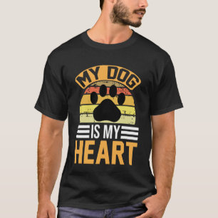 My Dog Is My Heart – Retro Paw Print Dog Lover T-Shirt