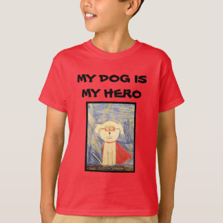 "My dog is my hero" kids red t-shirt