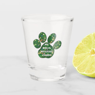 My Dog is my lucy charm Shot Glass
