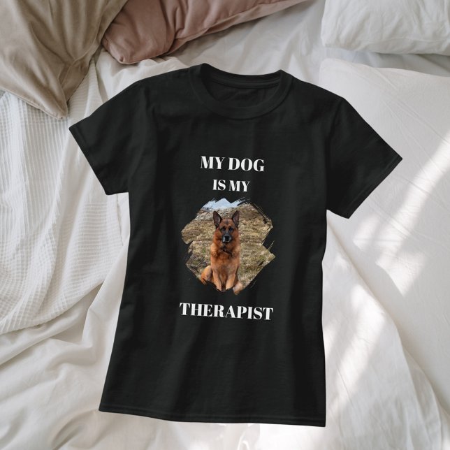 My dog is my theraphist photo black T-Shirt (Creator Uploaded)