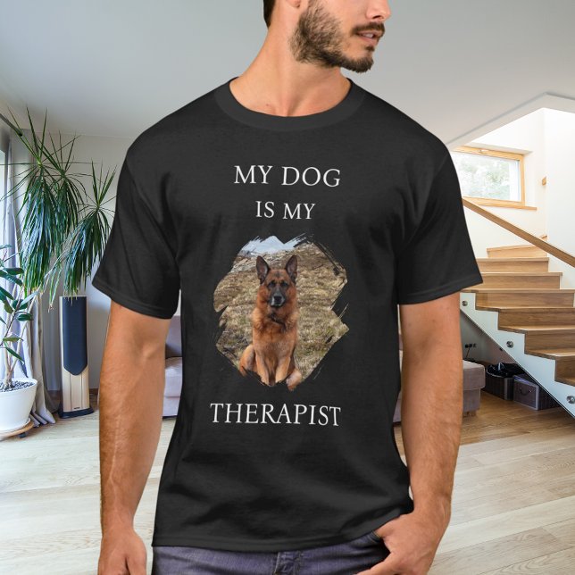 My dog is my theraphist photo black T-Shirt (Creator Uploaded)