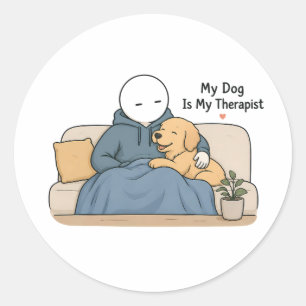My Dog Is My Therapist Funny Dog Lover Meme Classic Round Sticker