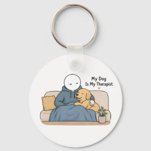 My Dog Is My Therapist Funny Dog Lover Meme Key Ring