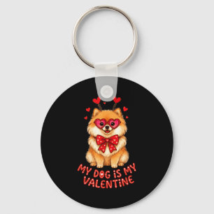 My Dog Is My Valentine Cute Meranian With Heart Gl Key Ring