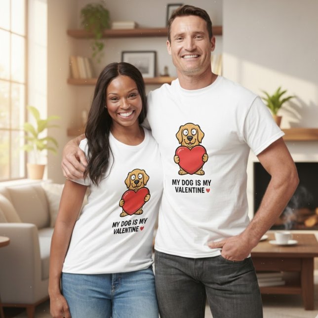My Dog Is My Valentine | Cute Unisex Dog Lover Shi T-Shirt (Creator Uploaded)