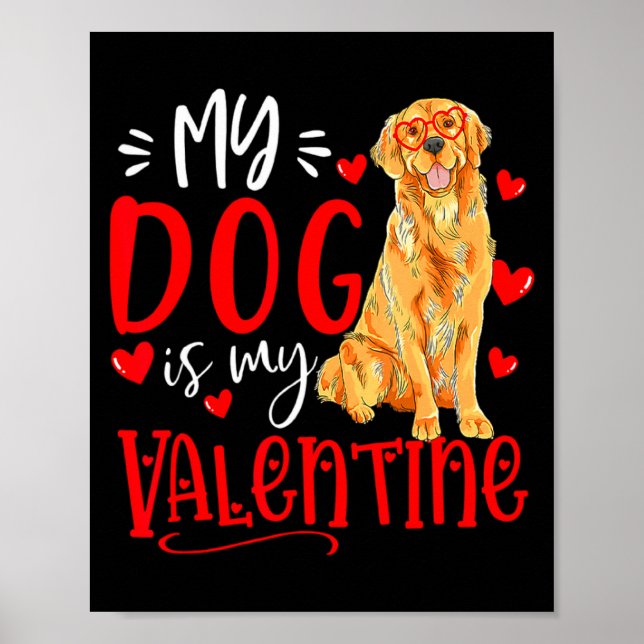 My Dog Is My Valentine Golden Retriever Valentines Poster (Front)