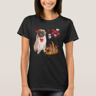 My Dog Is My Valentine Pug Red Heart Loves Couple  T-Shirt